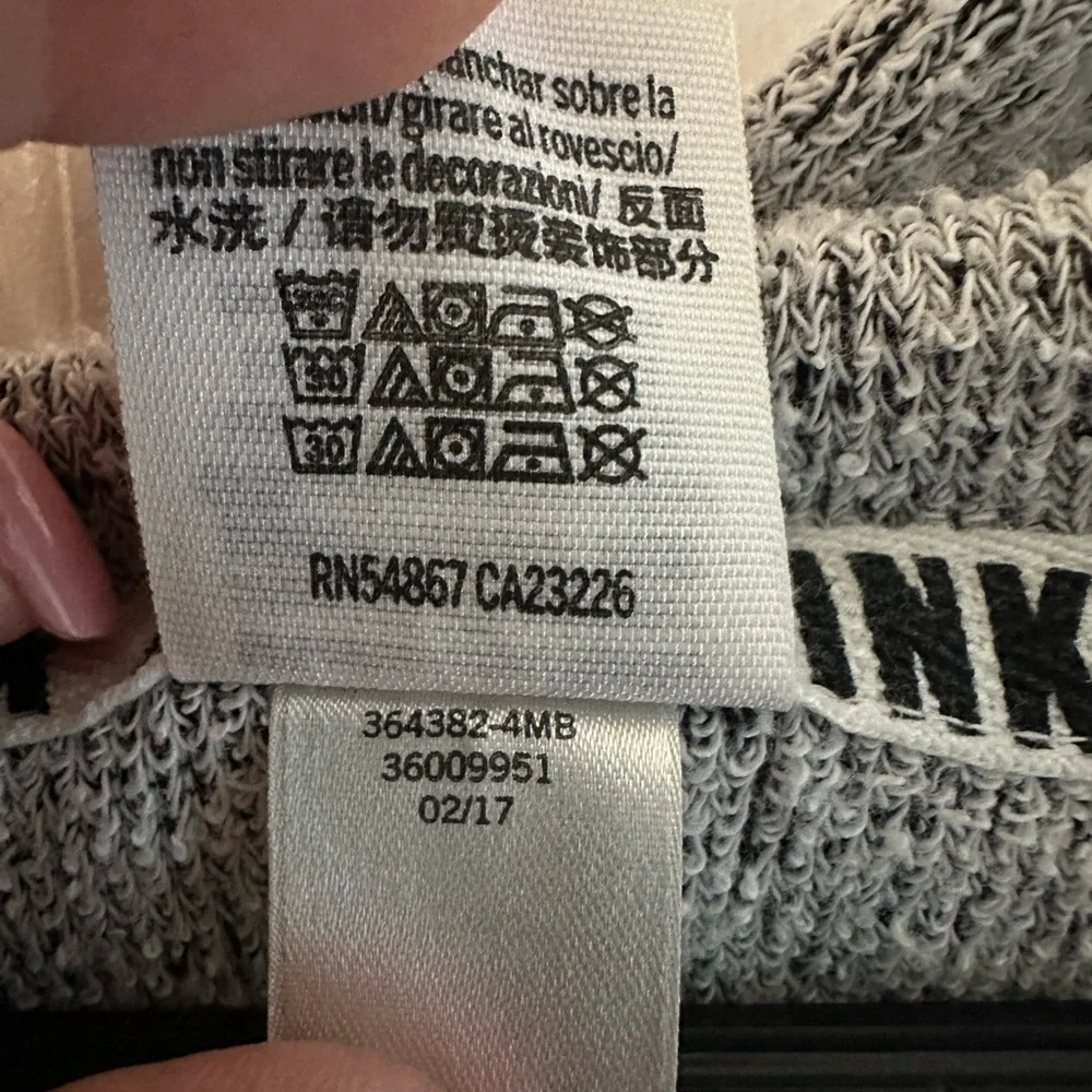 PINK Victoria’s Secret Lace-Up Hooded Sweater Pullover Gray Logo Back Size S - Picture 7 of 7